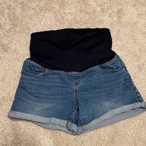 Isabel Maternity Blue Jean Midi Shorts